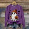 thumbnail image 7 of mgoYE Women Halloween Shirt Halloween Sweatshirts for Women Ghost Pumpkin Long Sleeve Shirt Graphic Tees Fall Pullover Tops(Purple,M), 7 of 7