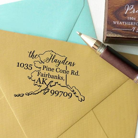 Self Inking Return Address Rubber Stamp Personalized Gift Alaska State Map Stamp