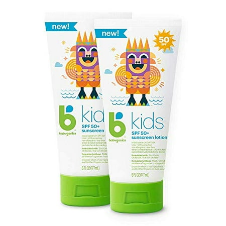 Babyganics Sunscreen Lotion 50 SPF, 6oz, 2 Pack, Packaging May Vary