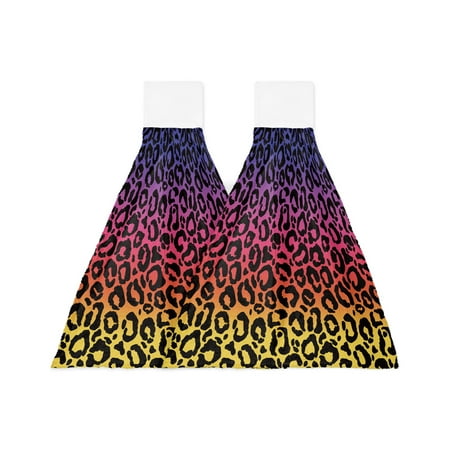 

Leopard Print Animal Skin Texture Gradient Hand Towel Wipe Dishcloths Hanging Absorbent Cloth Kitchen Tools Bathroom Accessories