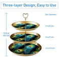 thumbnail image 3 of Peacock Feathers Elegant Plastic Discs Jewelry Display Stand with Iron Pillars | 32cm Height | 21cm/24cm/27cm Plates, 3 of 6