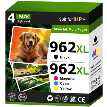 962 Ink Compatible for HP 962 Ink Cartridges for HP Ink 962 (Black Cyan Magenta Yellow, 4 Pack)