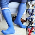 thumbnail image 3 of Mens Wide Striped Toe Sheer Business Dress Socks Silk High Thin Breathable, 3 of 12