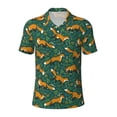 thumbnail image 2 of Daiia Green Plants with Fox Pattern Men’s Polo Shirts,Solid Deck Shirt,Classic Fit, Breathable Cotton Polo for Casual and Sport Wear-Large, 2 of 7