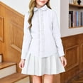 thumbnail image 2 of Hjtefg Girls Ruffle Trim Blouse, Long Sleeve Dress Shirt for School Performances and Everyday Wear, White Formal Top with Decorative Detail for Children,Color: White Size: 17-18 Years, 2 of 9