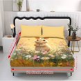 thumbnail image 2 of COEQINE Sheet Set Queen Size Comfort Soft Fitted Bottom Sheet Stain-Resistant Long Lasting Bedding Set with Deep Pockets for Queen Size Bed, Easter Bunny Floral Yellow, 2 of 5