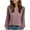 Pink, variant on Simua Tops for Women Patchwork Long Sleeve Ribbed Blouses Crewneck Solid Color Shirts Lace Sweaters
