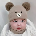thumbnail image 1 of Baby Hat Neck Warmer 2Pcs/Set Ear Protection Thickened Beautiful Windproof Winter Infant Boys Kids Cap Scarf Kit, 1 of 4