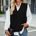 thumbnail image 7 of Aueoeo Fashion Sweater Vests for Women V Neck Sleeveless Knit Solid Color Casual Textured Ribbed Preppy Pullover Tops, 7 of 7