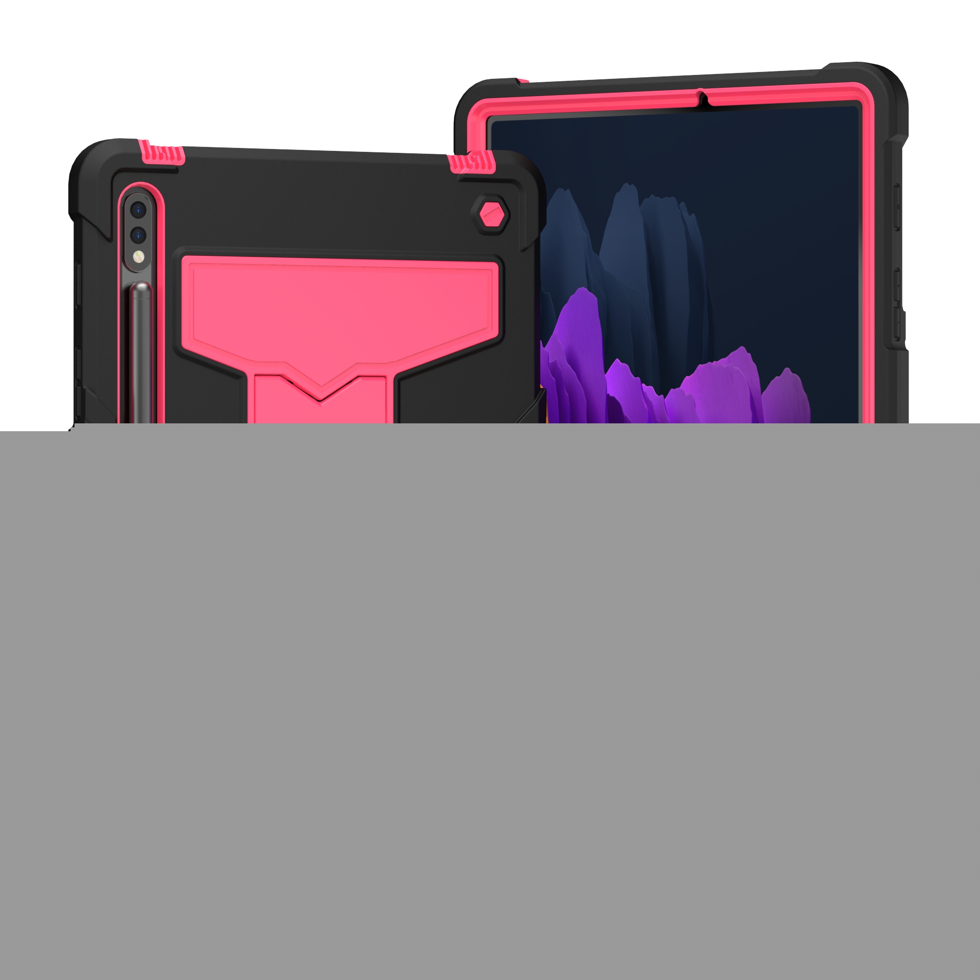 thumbnail image 2 of Dteck Galaxy Tab S7 Case 2020 , Heavy Duty 3 in 1 Hybrid Rugged Shockproof Case with Kickstand S Pen Holder for Samsung Galaxy Tab S7 11 inch Model SM-T870/T875/T878, Black + Rose, 2 of 5