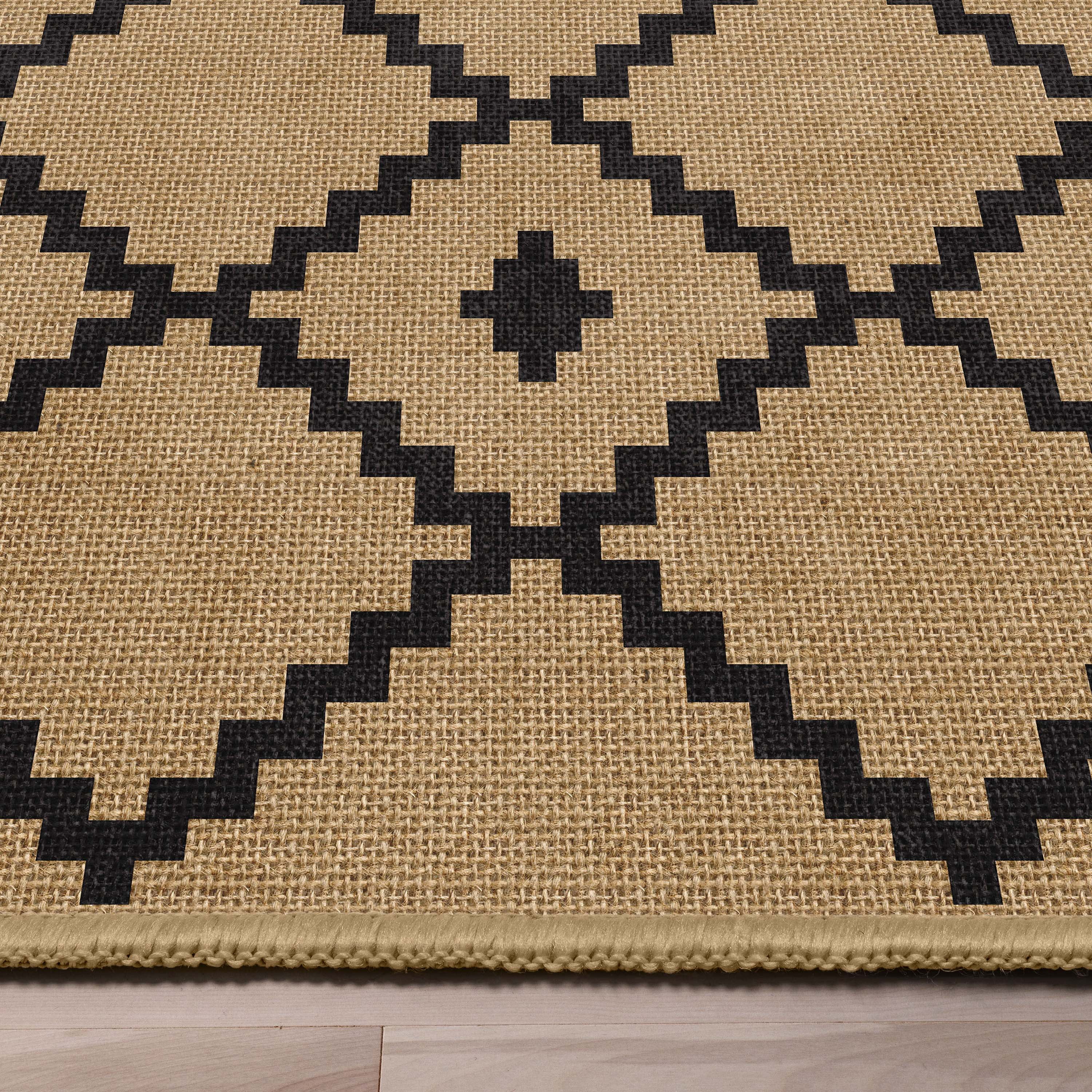 Well Woven Jute Akita Modern Moroccan Flat-Weave Black 2'3" x 7'3" Runner Rug