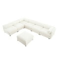 thumbnail image 5 of Gewnee Modern Larget 6-Piece Modular Sectional Sofa with Storage Soft White Chenille Fabric Contemporary Cylindrica Design for Living Room, 5 of 19