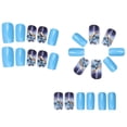 thumbnail image 3 of Fofosbeauty 24pcs Press on False Nails, Coffin Acrylic Nails,Ink Smudging Blue, 3 of 9