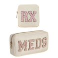 thumbnail image 1 of Set de bolsas de maquillaje medicinal RSRSLEII MEDS-RX de nailon beige, 2 unidades, 1 of 7
