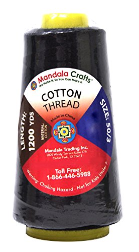 Mandala Crafts Mercerized Cotton Thread - Quilting Thread - All Purpose Thread for Sewing Machine Serger Embroidery 50wt 50s/3 1200 x 5 Yards Five