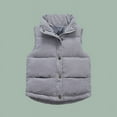 thumbnail image 5 of SELONE Puffer Vest Girls Cotton with Pockets Cotton Puffy Button Solid Sleeveless Fall Winter Outwear Gray 140, 5 of 5