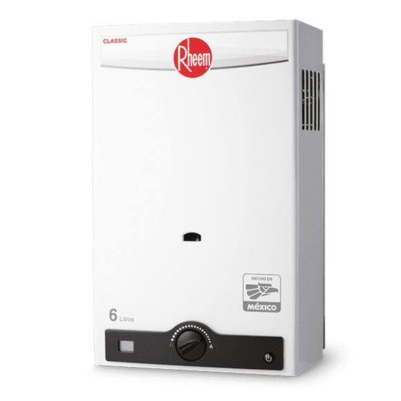 Calentador de Agua Instántaneo 6 Litros por Min Gas Natural Rheem 1 Servicio Mantenimiento incluido