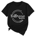 thumbnail image 2 of Tittly T Shirts for Women Tshirts Shirts Women's Difference Maker Para Printed T Shirt Cotton Round Neck Casual Short Sleeves Graphic Tees Summer Tops Black L, 2 of 4
