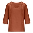 thumbnail image 4 of Women's Casual Three-Quarter Sleeve V-Neck Pullover Top - Relaxed Fit Blouse for Everyday Wear, 4 of 5