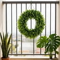 thumbnail image 6 of 19.6 Inch Boxwood Wreath for Front Door, Artificial All Season Spring Wreath for Outdoor & Indoor Use, UV Resistant Farmhouse Decor for Porch, Wall, Wedding, and St. Patrick's Day, 6 of 6