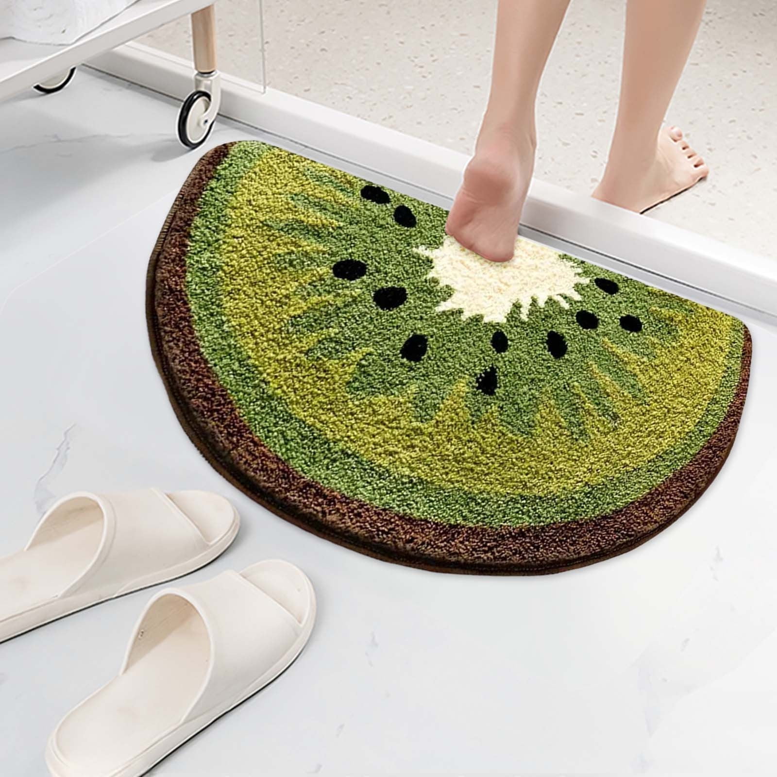 Nilvkv Kiwi Fruit Bath Mat Fruit Bathroom Rugs for Living Room and Bedroom, Non Slip Small Washable Rug Kiwi Fruit Bathroom Decor (15.75x23.62in)
