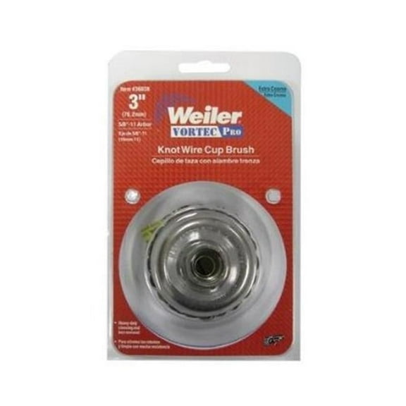 Vortec Pro Knot Wire Cup Brush, 3 in Dia., 5/8-11 Arbor, .02 Carbon Steel Wire