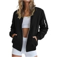 thumbnail image 2 of RongHuan Jacket for Womens Casual Zip Up Ribbed Long Sleeve Fall Coat Lightweight Bomber Jackets with Pockets, 2 of 7