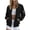 Black, variant on Women's Solid Zip Up Panel Ribbed Long Sleeve Jacket with Pocket Casual for Yoga Fitness Sports and Daily Wear White XL