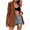 Brown, variant on My Items Women Blazers for Work Casual Fall Jackets Long Sleeve Coat Open Front Outerwear Solid Blouse Button Pockets Tops