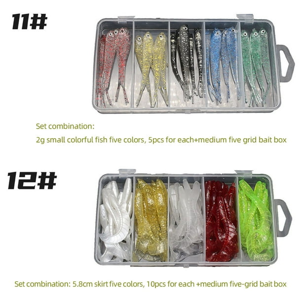 1-12# Premium Lure Soft Bait Set Artificial Worm Fishing Bait With Storage Box  Fishing Equipment 