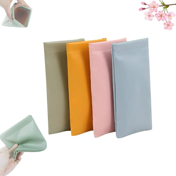 Erebloom Pouchic - Personalized Snap Closure Leather Organizer Pouch,4.72*4.72in/3.54*7.08in No Zipper Self Closing Pocket Cosmetic Bag,Can Be Carried with You,Suitable for Shopping and Traveling