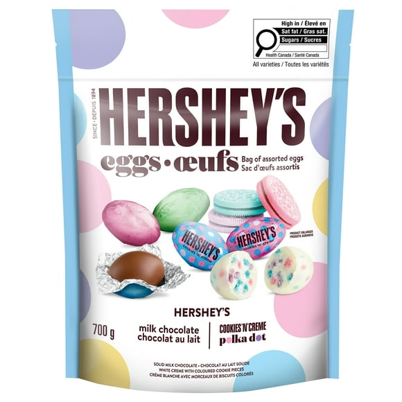 HERSHEY'S Assorted Foil Wrapped Easter Eggs (Milk Chocolate & COOKIES 'N' CREME Polka Dot Candy), 700g
