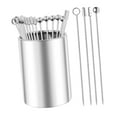 thumbnail image 3 of Pictos de dientes de cóctel de 20 piezas con soporte de metal martini seleccionando frutas portátiles de bifurcación de acero inoxidable para sándwich, 3 of 10