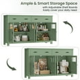 thumbnail image 4 of Homfa Farmhouse 55.1"W Kitchen Buffet Cabinet with Storage Drawer & Adjustable Shelf, Glass Door Wood Sideboard Credenza Coffee Bar with for Dining Room Living Room, Green, 4 of 7