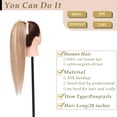 thumbnail image 5 of MY-LADY 20 inch Straight 100% Remy Human Hair Ponytail Extension For Women Straight Binding Tie up Ponytail Wrap #12P613 Golden Brown & Bleach Blonde, 5 of 8