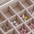 thumbnail image 3 of zttd clear lid velvet 24 grid jewelry organizer box stackable tray earring display showcase lockable, 3 of 5