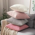 thumbnail image 4 of Pack of 2 Corduroy Pillow Covers Soft Soild Striped Throw Pillow Covers Set Decorative Cushion Cases Pillowcases 40 x 40 cm Pink, 4 of 5