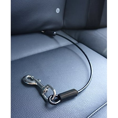 UPC: 0850002369076 | Leash Boss Dog Car Seat Belt Restraint – No-Chew Heavy Duty Car Seatbelt for Pets – Coated Steel Rope to Prevent Chewing | 36