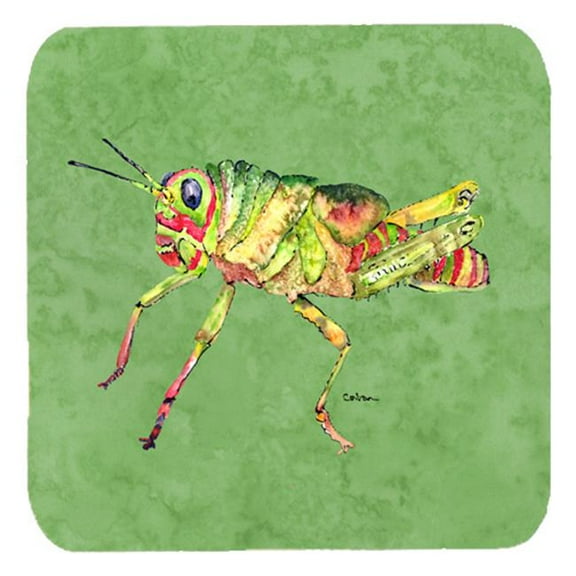 Grasshopper On Avocado Foam Coasters, Set Of 4