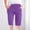 Purple, variant on Sakmal Brown Summer Shorts for Women Cropped Capri Solid with Pockets Knot Ladies Pants