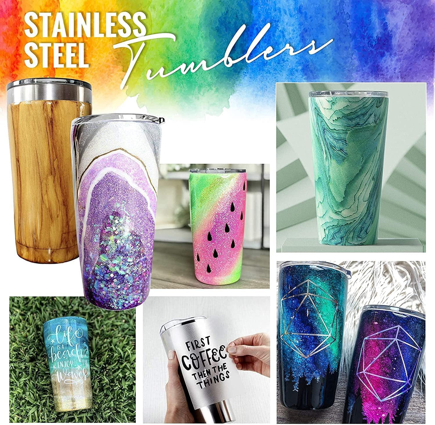 Pixiss Stainless Steel Tumblers; 12oz. (4, 6, 8, 12, 25 Packs)