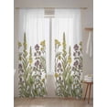 thumbnail image 5 of Sheer Curtains 84 Inches Long 2 Panels Set for Living Room, Watercolor Flowers Semi Sheer Curtains for Windows, Vintage Country Floral Leaves Spring Voile Window Treatments Rod Pocket Curtain, 5 of 7