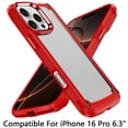 thumbnail image 2 of For iPhone 16 Pro 6.3 inch Ultimate CaseX Transparent Hybrid Case with Metal Buttons And Camera Edges - Red, 2 of 3