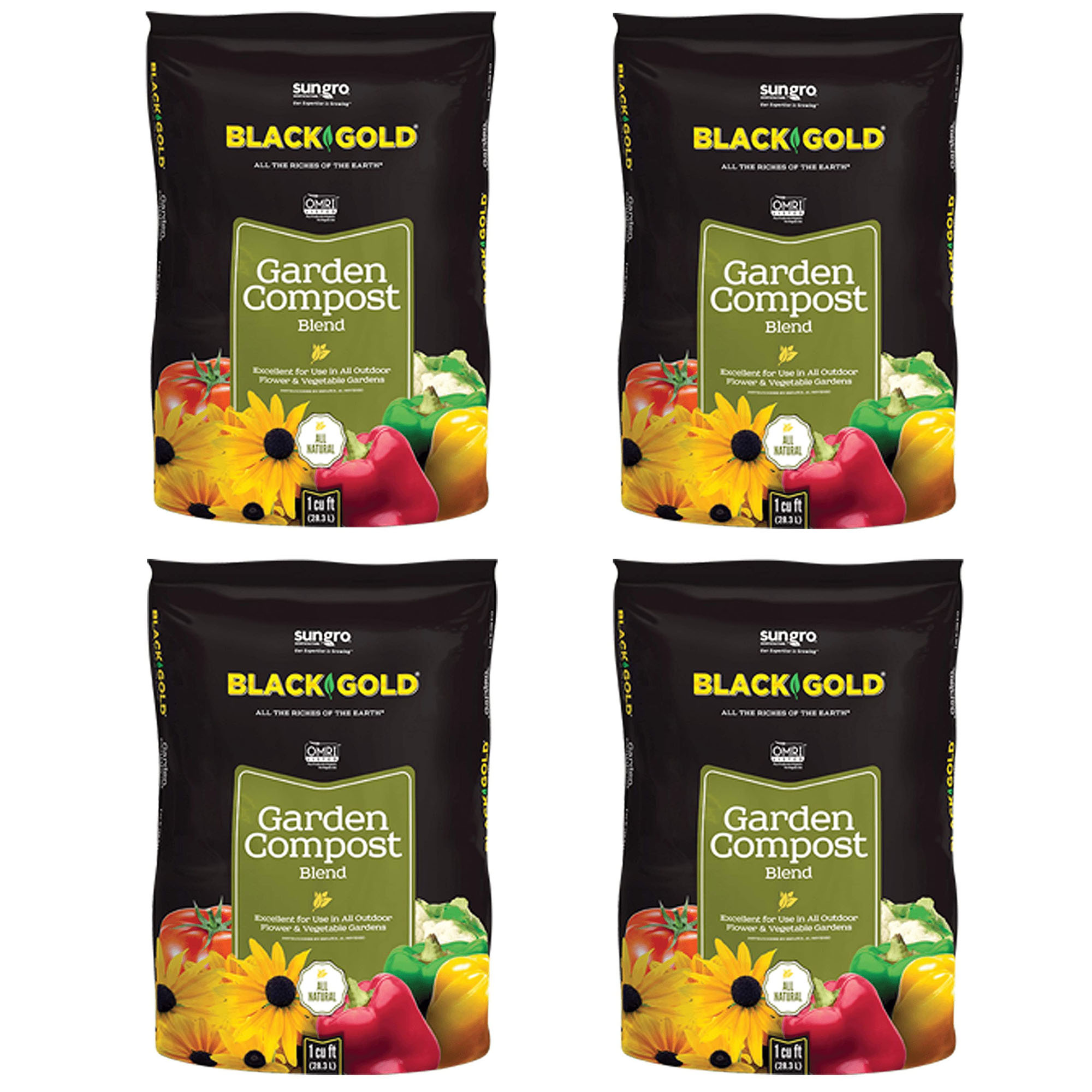 SunGro Black Gold Natural & Organic Garden Compost Potting Mix (4 Pack ...