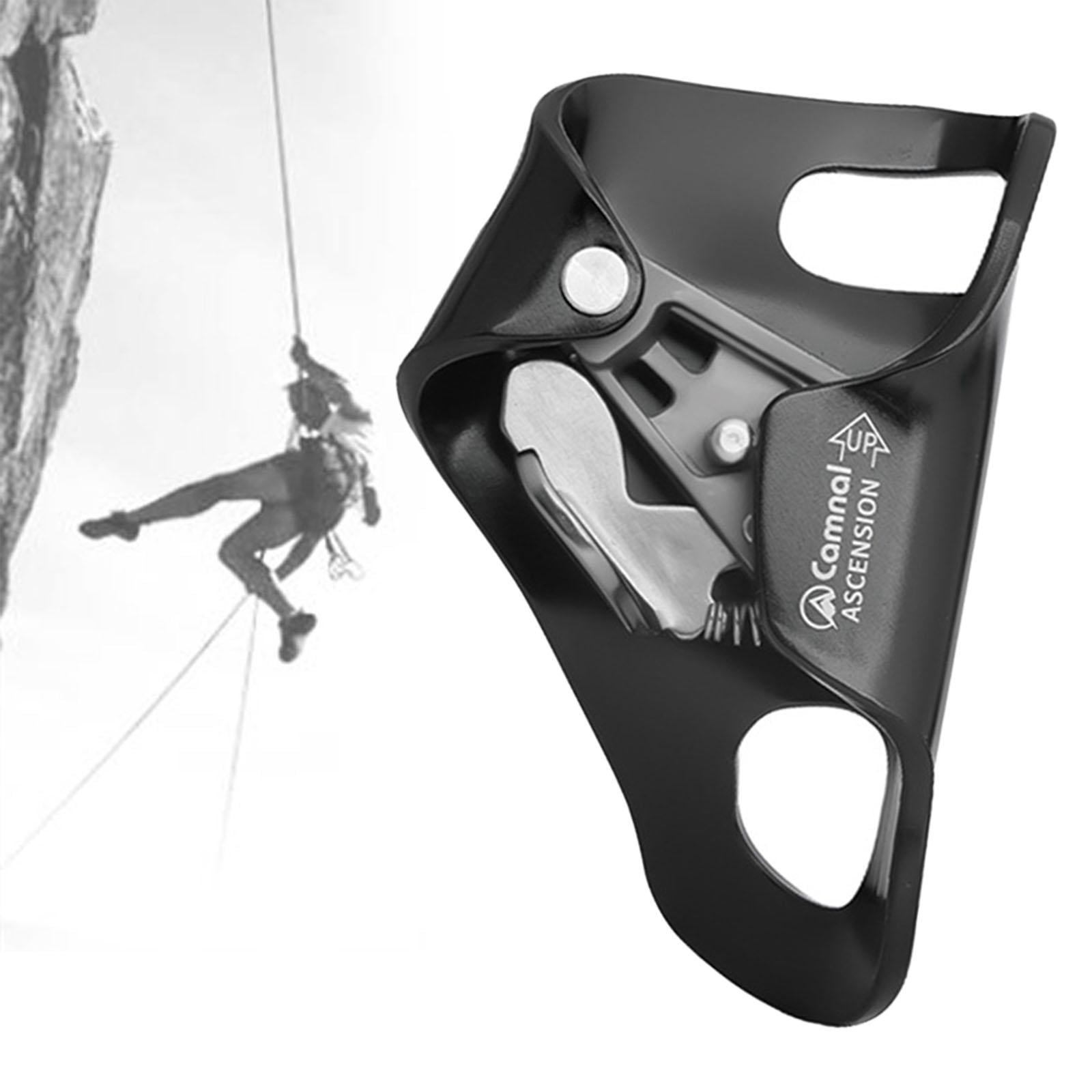 Rock Climbing Chest Ascender, Safety Aluminum Anti Slip Abdominal Riser Rigging Clamp for Mountaineering, Tree Arborist Rappelling Equipments Black