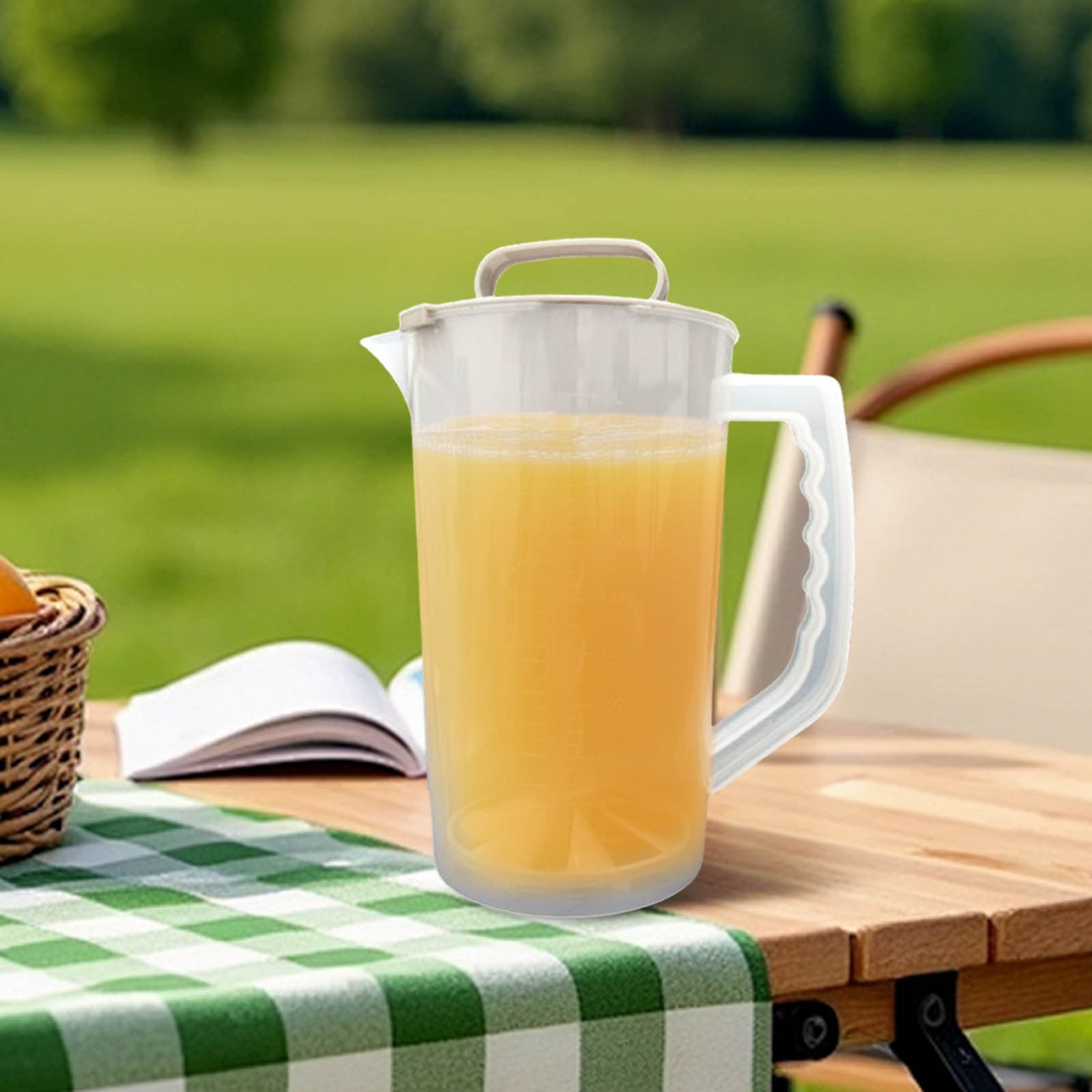 2000ml Mixing Pitcher For Beverages Juice Tea Milk Lemonade With Lid And Plunger Stirrer Clear Wide Mouth Drink Container