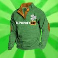 thumbnail image 2 of Telankuip Mens St Patricks Day Sweatshirts Oversized Retro Shamrock Flag Print Quater Button Stand Collar Pullover Tops Fashion Funny Graphic Casual Long Sleeve Winter Clothes 12-Green XL, 2 of 4