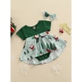 thumbnail image 3 of Qiylii Girl Sister Matching Christmas  Printing Stitching Short Sleeve Romper or Dress, 3 of 8