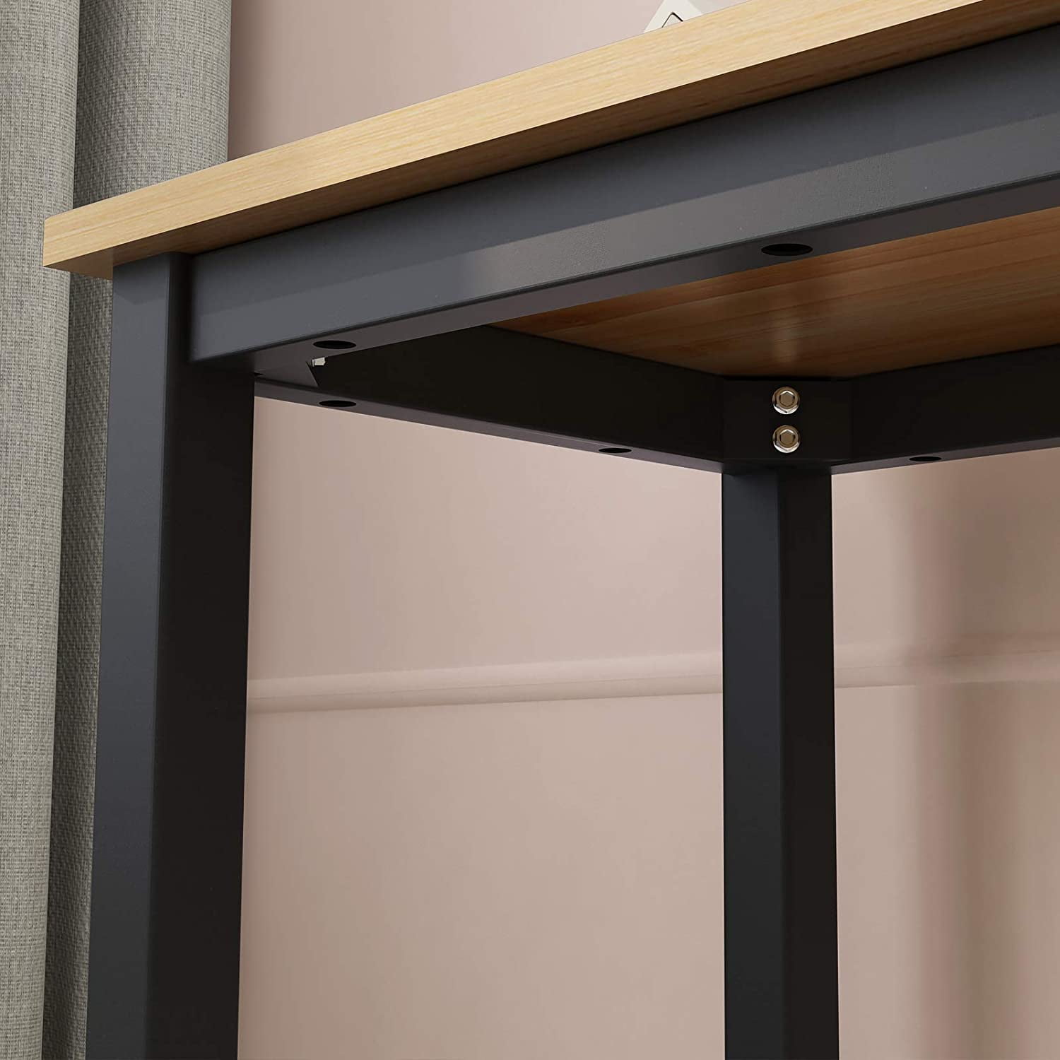 SogesPower 29.5"H Small Computer Desk for Home Office(Teak Black)