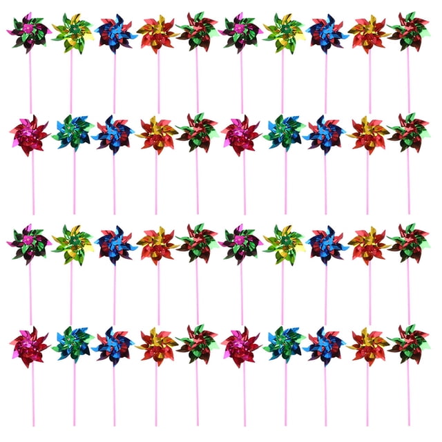 CIMAXIC 50pcs Colorful Windmill Kids Windmill Plaything Decorative Pinwheel Landscape Decor,10.63"X6.1"X0.31"